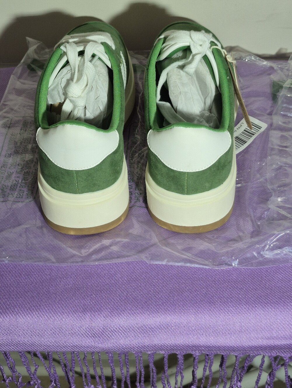 Womens "PROJECT CLOUD" Green Suede Low-Top Sneakers - White Accents - Picture 5 of 14